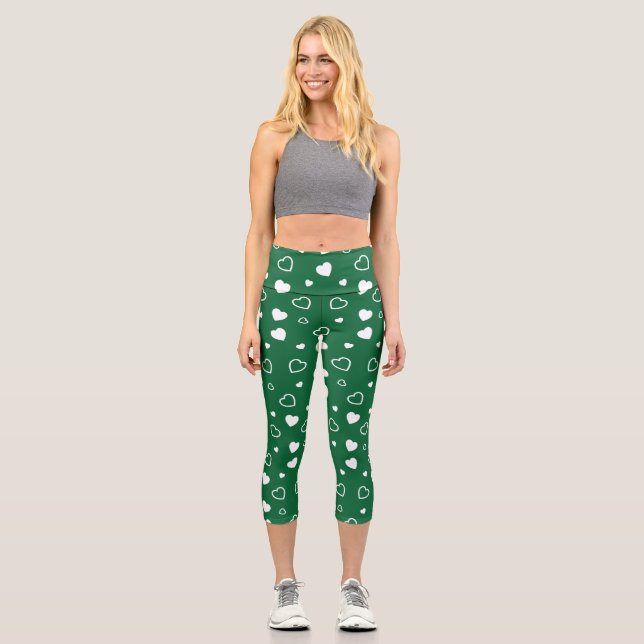 Leggings Capri Patrón de corazones estilizados 6 (Anverso)