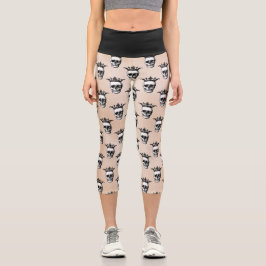 Leggings Capri Patrón de cráneo de la corona de gótico