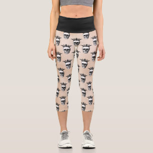 Leggings Capri Patrón de cráneo de la corona de gótico