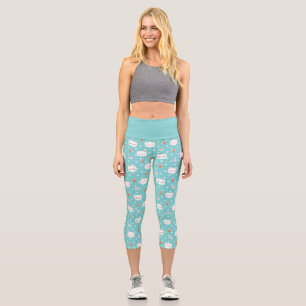 Leggings Capri Patrón de crema de hielo y gato suave Piernas capr