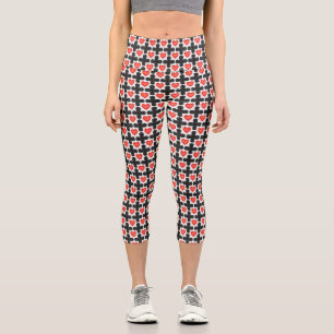 Leggings Capri Patrón de cuadros en forma de cruz con corazones r