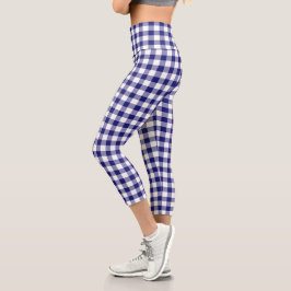 Leggings Capri Patrón de cuadros escoceses de gingham a cuadros b