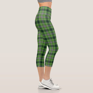 Leggings Capri Patrón de cuadros escoceses gingham verde púrpura
