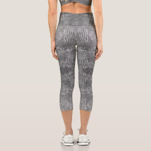 Leggings Capri Patrón de cuero de reptil de cocodrilo gris