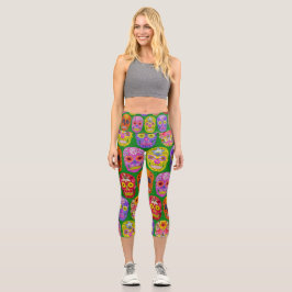 Leggings Capri Patrón de descompresión de flores 2018