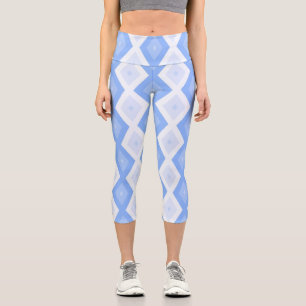 Leggings Capri Patrón de diamante azul pálido