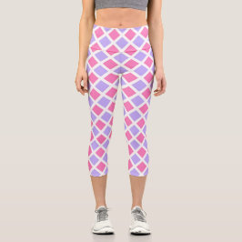 Leggings Capri Patrón de diamante de cuadros rosa púrpura