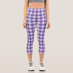 Leggings Capri Patrón de diamante de verificador púrpura