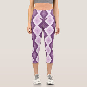 Leggings Capri Patrón de diamante púrpura