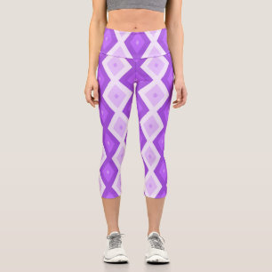 Leggings Capri Patrón de diamante púrpura brillante
