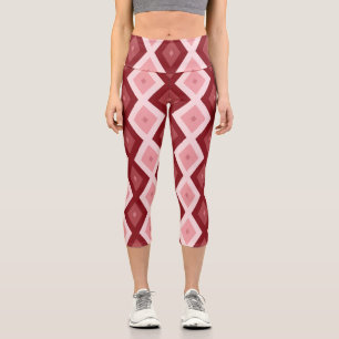Leggings Capri Patrón de diamante rojo