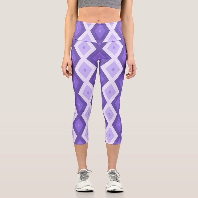 Leggings Capri Patrón de diamante violento (Anverso)