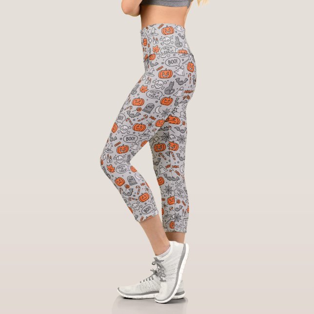 Leggings Capri Patrón de dibujos animados de Halloween para niños (Izquierda)