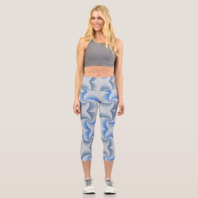 Leggings Capri Patrón de distorsión torácica LGrey BG (Anverso)