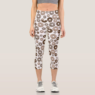 Leggings Capri Patrón de donut, donuts de chocolate, donuts de ca
