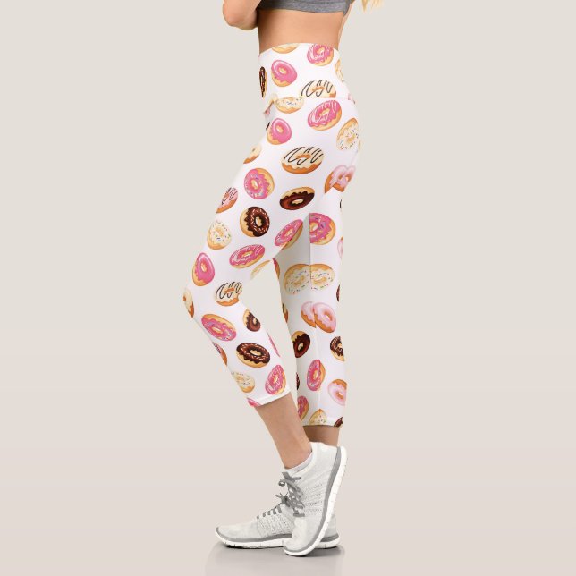 Leggings Capri Patrón de donut dulce (Izquierda)