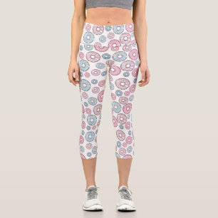 Leggings Capri Patrón De Donuts, Donuts Rosados, Donuts Azules