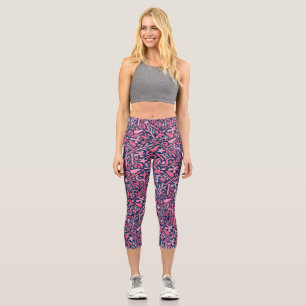 Leggings Capri Patrón de Doodle en azul rosa.01.w D BG