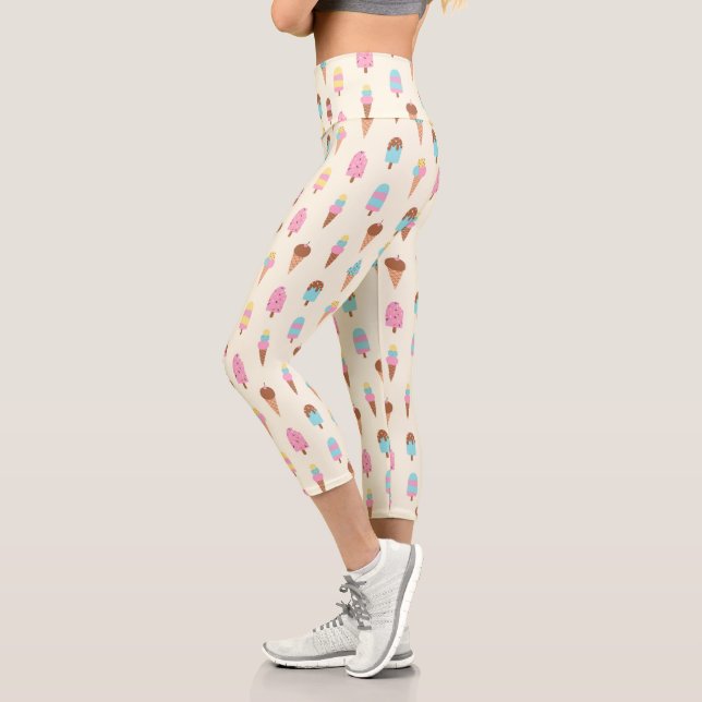 Leggings Capri Patrón de dulces de crema de hielo de Pastel Cute (Izquierda)