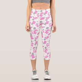Leggings Capri Patrón De Elefantes Rosa, Elefantes Cutos, Estrell