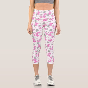 Leggings Capri Patrón De Elefantes Rosa, Elefantes Cutos, Estrell