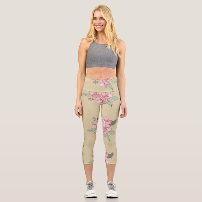 Leggings Capri Patrón de elegancia floral (Anverso)