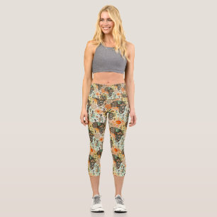 Leggings Capri Patrón de elementos tribales decorativos del mapa