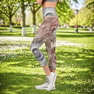 Leggings Capri Patrón de encaje de degradado elegante