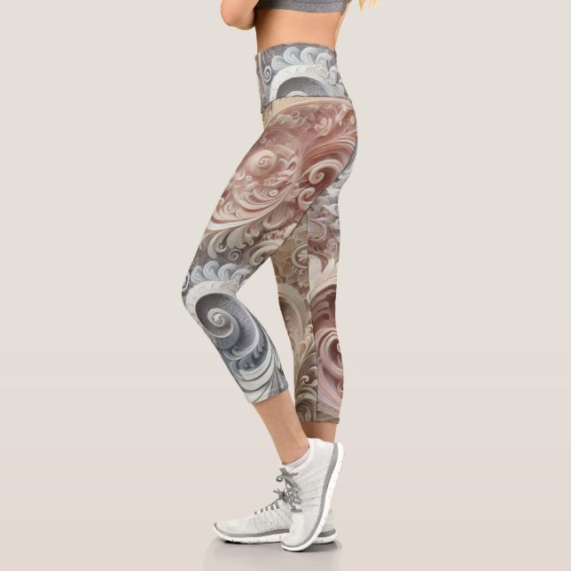 Leggings Capri Patrón de encaje de degradado elegante (Izquierda)