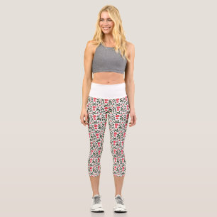 Leggings Capri Patrón de enredadera floral de flor de cerezo con