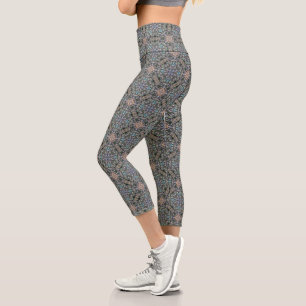 Leggings Capri Patrón de enrejado de roseta de jardín suculento a