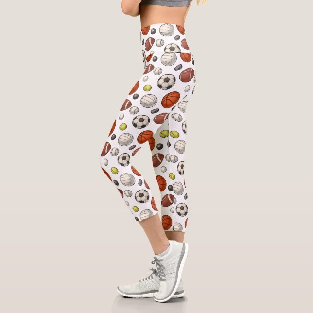 Leggings Capri Patrón de equipo deportivo (Izquierda)