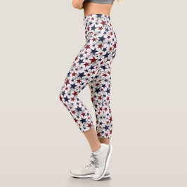 Leggings Capri Patrón de estampado rojo blanco azul de Estados Un