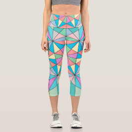 Leggings Capri Patrón de estrella de triángulo de mosaico pastel 