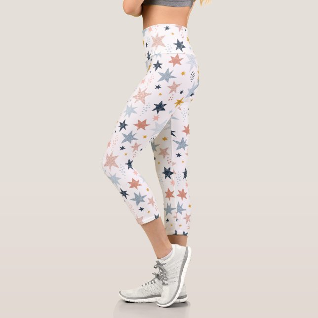 Leggings Capri Patrón de estrella divertida (Izquierda)