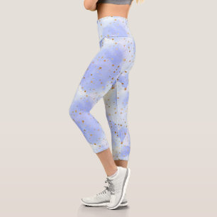 Leggings Capri Patrón de estrella dorada de Lavendar