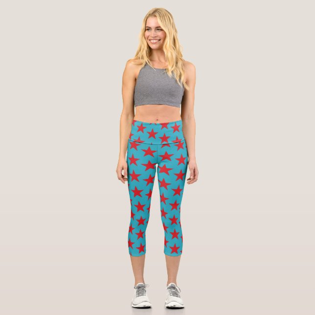 Leggings Capri Patrón de estrellas 13 (Anverso)