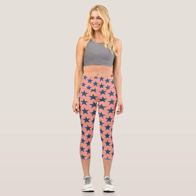 Leggings Capri Patrón de estrellas 4 (Anverso)