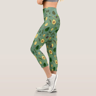 Leggings Capri Patrón de Fiesta de aguacate