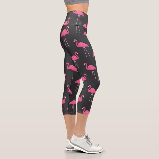 Leggings Capri Patrón de flamingo rosa (Derecha)