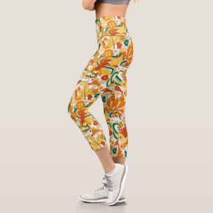 Leggings Capri Patrón de flor de hongos Retro Groovy