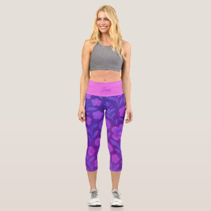 Leggings Capri Patrón de Flor Digital Floral Futurista Persona