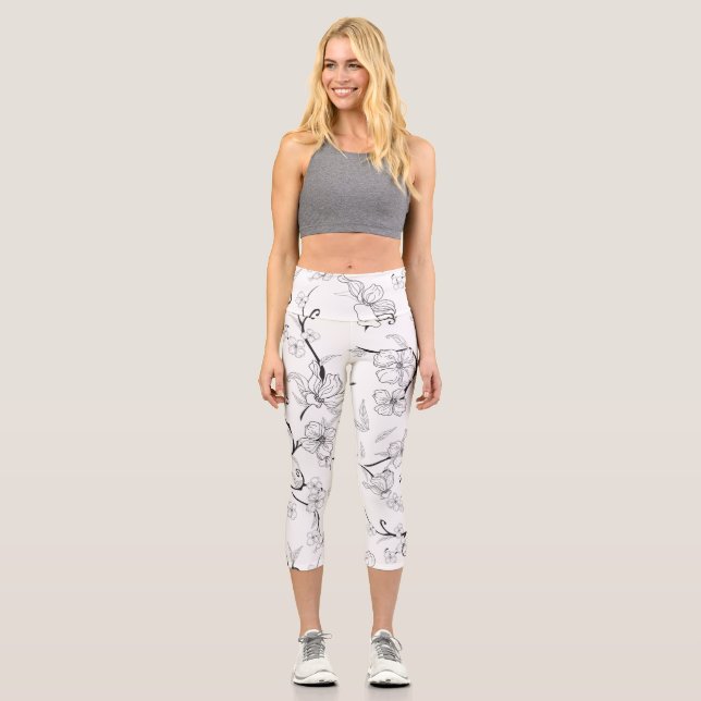Leggings Capri Patrón de Flores Asombrosas 7 (Anverso)