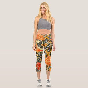 Leggings Capri Patrón de flores de fondo de escritorio William Mo
