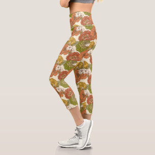 Leggings Capri Patrón de flores de jardín