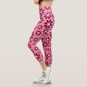 Leggings Capri Patrón de flores de margarita femenino