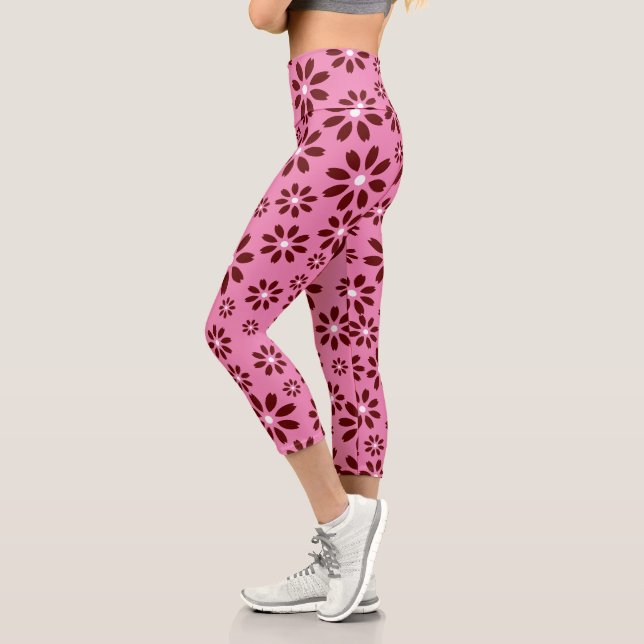 Leggings Capri Patrón de flores de margarita femenino (Izquierda)