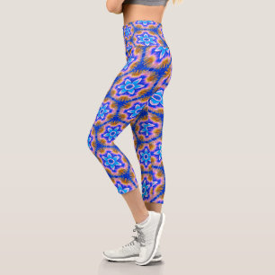 Leggings Capri Patrón de flores de pelusa