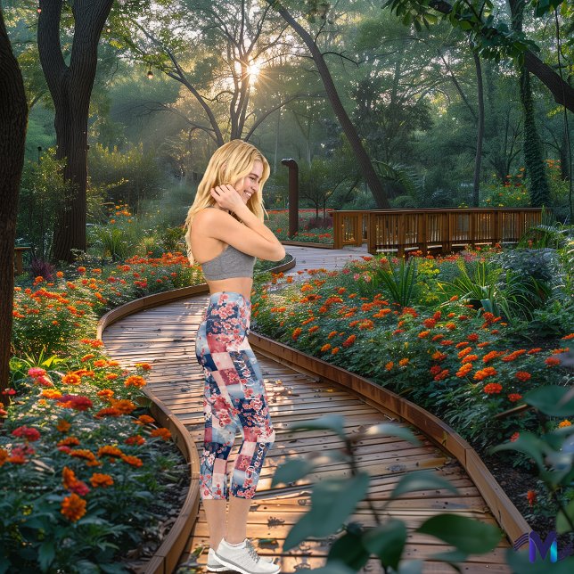 Leggings Capri Patrón de flores geométricas (Subido por el creador)