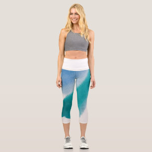 Leggings Capri Patrón de flores silvestres de acuarela caprichosa